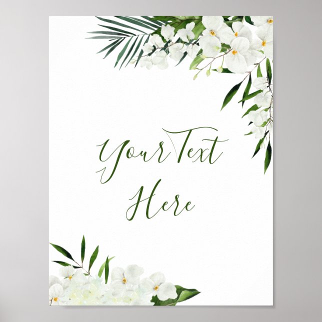 Elegant White Orchids Bohemian Blommigt Anpassning Poster (Framsidan)