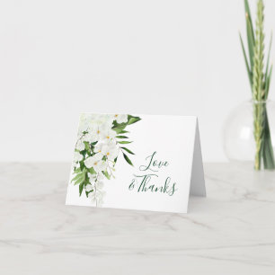 Elegant White Orchids Bohemian Blommigt Bröllop Tack Kort
