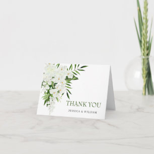 Elegant White Orchids Bohemian Blommigt Bröllop Tack Kort