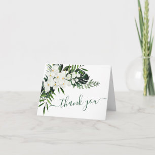 Elegant White Orchids Bohemian Blommigt Bröllop Tack Kort