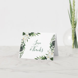 Elegant White Orchids Bohemian Blommigt Bröllop Tack Kort