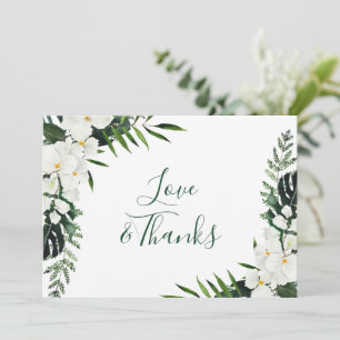 Elegant White Orchids Bohemian Bröllop Blommigt Tack Kort