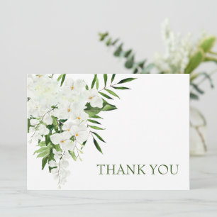 Elegant White Orchids Bohemian Bröllop Blommigt Tack Kort