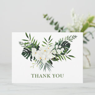 Elegant White Orchids Bohemian Bröllop Blommigt Tack Kort