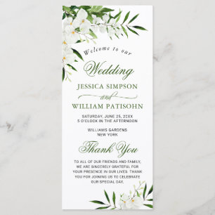 Elegant White Orchids Bohemian Bröllop Ceremony Pr Program