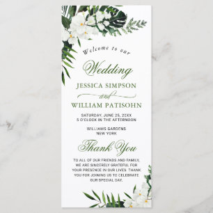 Elegant White Orchids Bohemian Bröllop Ceremony Program
