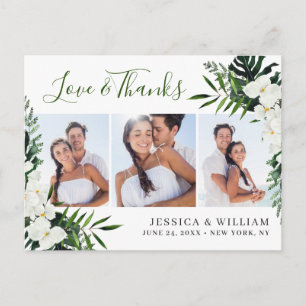 Elegant White Orchids Bohemian Bröllop Tack Vykort