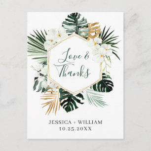 Elegant White Orchids Bohemian Bröllop Tack Vykort