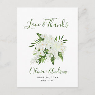 Elegant White Orchids Bohemian Bröllop Tack Vykort