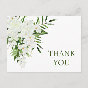 Elegant White Orchids Bohemian Bröllop Tack Vykort