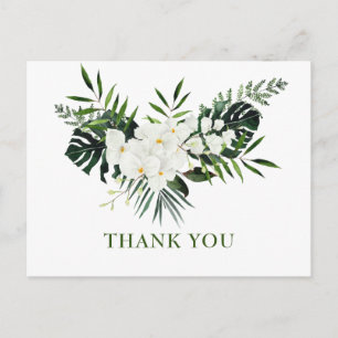 Elegant White Orchids Bohemian Bröllop Tack Vykort
