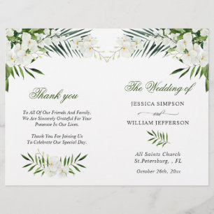 Elegant White Orchids Bohemian Bröllopsprogram