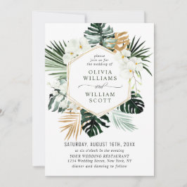 Elegant White Orchids Bohemian Greenery Bröllop Inbjudningar