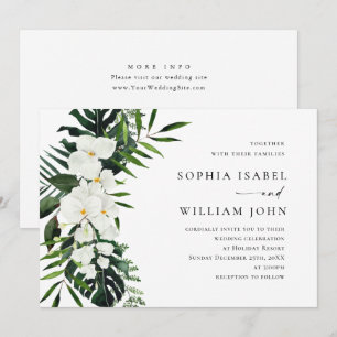 Elegant White Orchids Bohemian Greenery Bröllop Inbjudningar