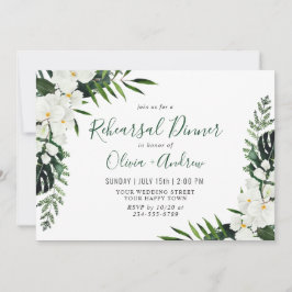 Elegant White Orchids Bohemian REHEARSAL DINNER Inbjudningar