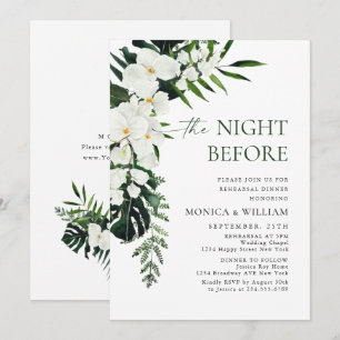 Elegant White Orchids Bohemian Rehearsal Dinner Inbjudningar
