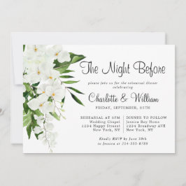 Elegant White Orchids Bohemian REHEARSAL DINNER Inbjudningar