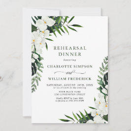 Elegant White Orchids Bohemian REHEARSAL DINNER Inbjudningar