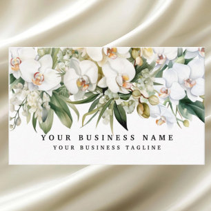 Elegant White Orchids Flowers Blommigt Visitkort