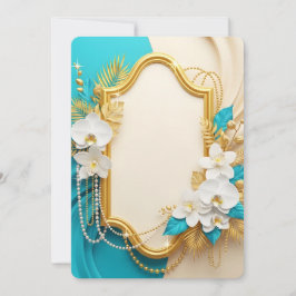 Elegant White Orchids Gold Frame Inbjudningar