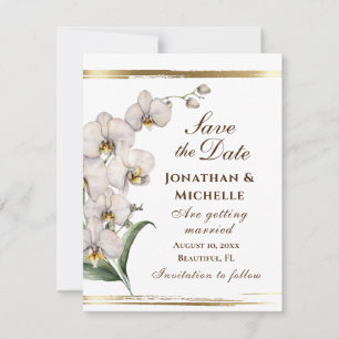 Elegant White Orchids Guld Ram Christian Spara Datumet