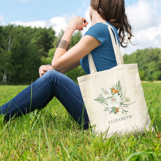 Elegant White Orchids och Kumquats Bridesmaid Tygkasse (Skapare uppladdad)