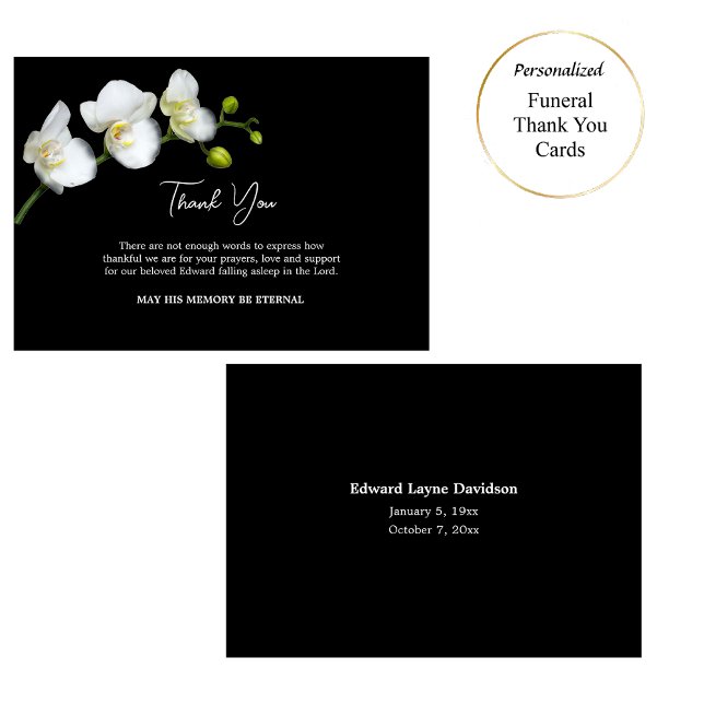 Elegant White Orchids Ortoodox Christian Funeral Tack Kort (Skapare uppladdad)