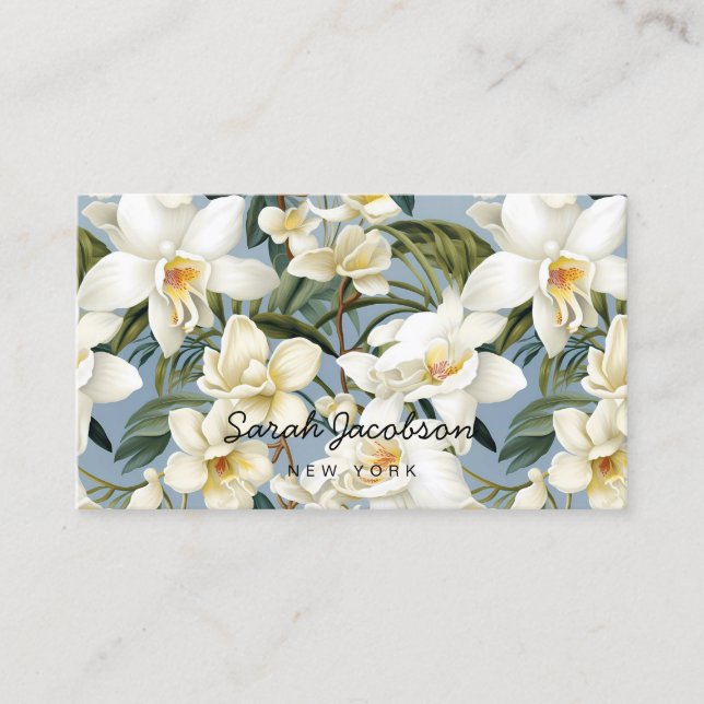 Elegant White Orchids Visitkort (Framsida)
