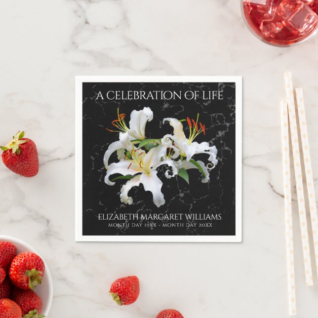 Elegant White Oriental Lilies Firande of Life Pappersservett (Insitu)