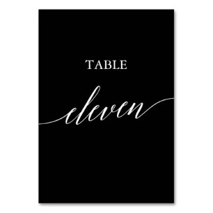 Elegant White på Black Calligraphy Bord Elva Bordsnummer