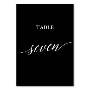 Elegant White på Black Calligraphy Bord Seven Bordsnummer