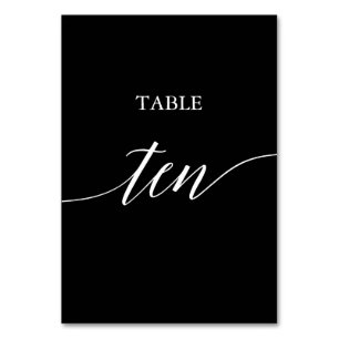 Elegant White på Black Calligraphy Bord Ten Bordsnummer