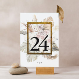 Elegant White Pampas Grass Tropical Jungle Blommig Bordsnummer