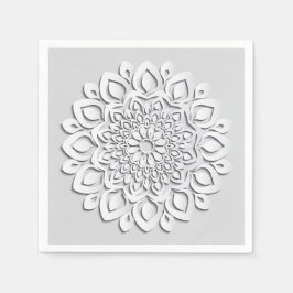 Elegant White Papper cut Mandala Pappersservett