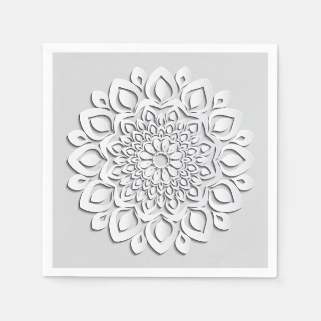 Elegant White Papper cut Mandala Pappersservett (Framsidan)