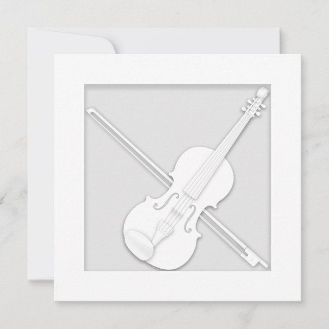 Elegant White Papper Violin & Bow Musician's Tack Kort (Framsida)