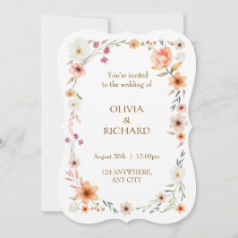 Elegant White & Peach  Floral Wedding invitations Inbjudningar