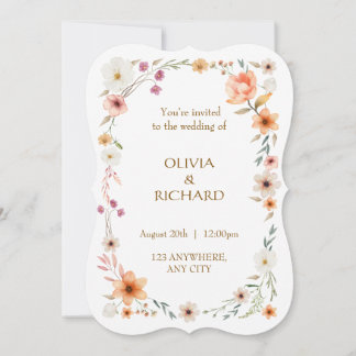 Elegant White & Peach  Floral Wedding invitations Inbjudningar
