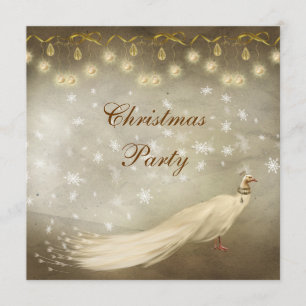 Elegant White Peacock Classy jul Party Inbjudningar