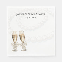 Elegant White Pearls & Prosecco Bridal Shower Pappersservett