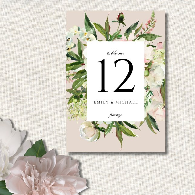 Elegant White  Peony Garden Wedding Bordsnummer (Skapare uppladdad)
