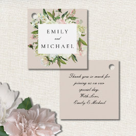 Elegant White  Peony Garden Wedding Gåvor Etiketter