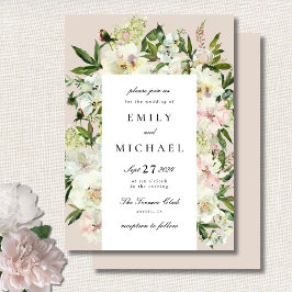 Elegant White  Peony Garden Wedding Inbjudningar