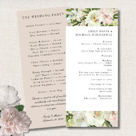 Elegant White Peony Garden Wedding Program