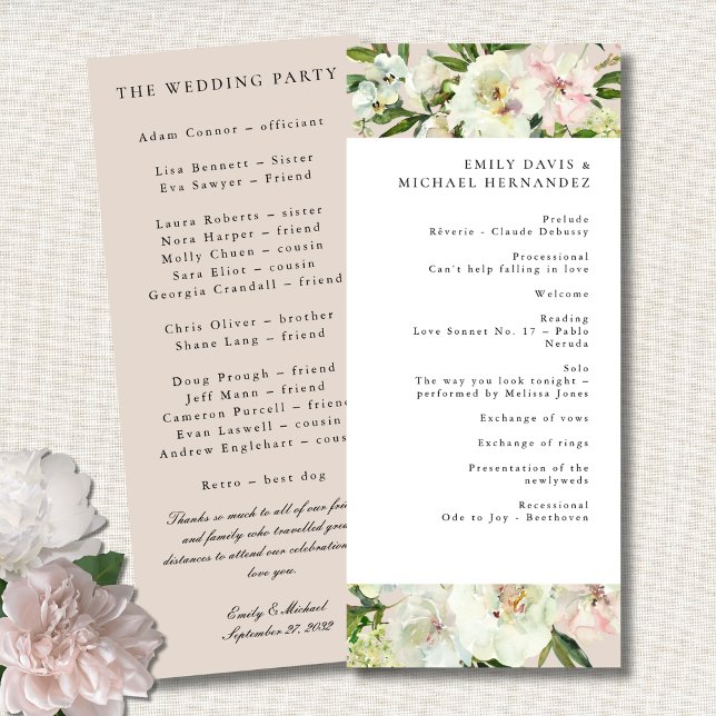 Elegant White  Peony Garden Wedding Program (Skapare uppladdad)