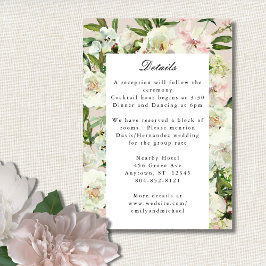 Elegant White  Peony Garden Wedding Tilläggskort