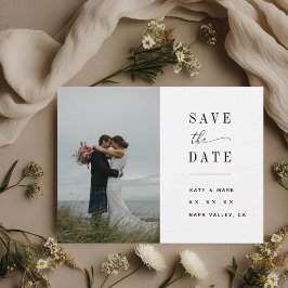Elegant White Photo Bröllop spara datum Vykort