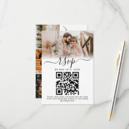 Elegant White Photo Monogram Bröllop QR-kod OSA Kort
