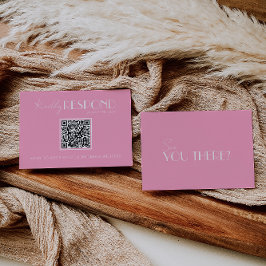 Elegant White Pink Minimalist QR Code Wedding OSA Kort