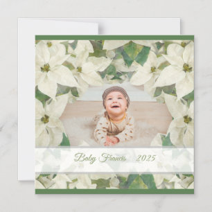 Elegant White Poinsettia Baby Flat Magnetic Card Magnetisk Inbjudningskort